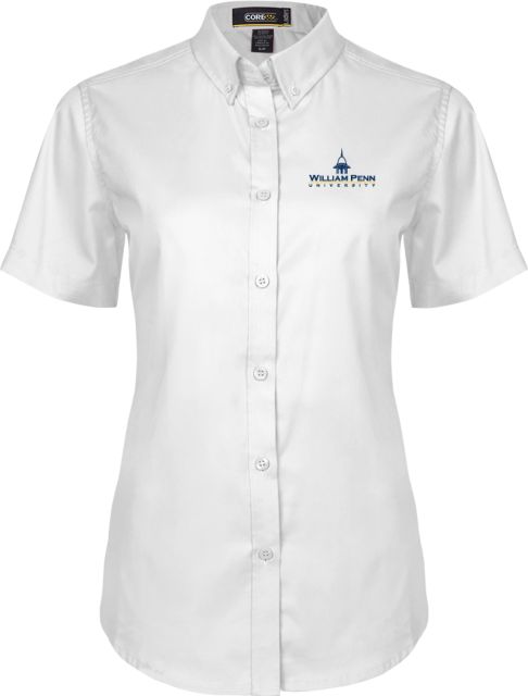 William Penn Womens Twill Button Up Short Sleeve William Penn University Institutional - ONLINE ONLY